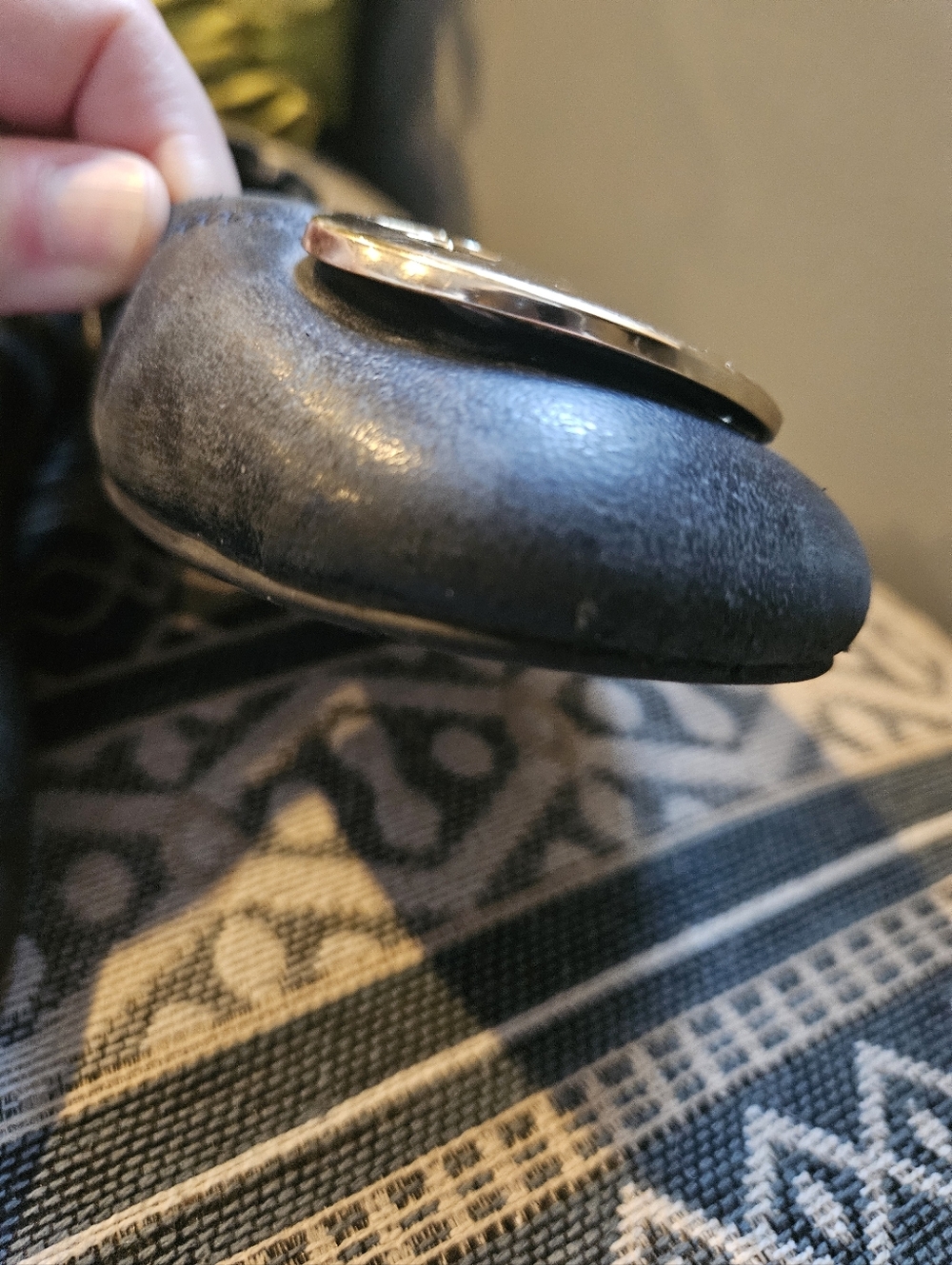 Tory Burch Black Leather Ballet Flats with Gold Logo Medallion - Picture 12 of 13